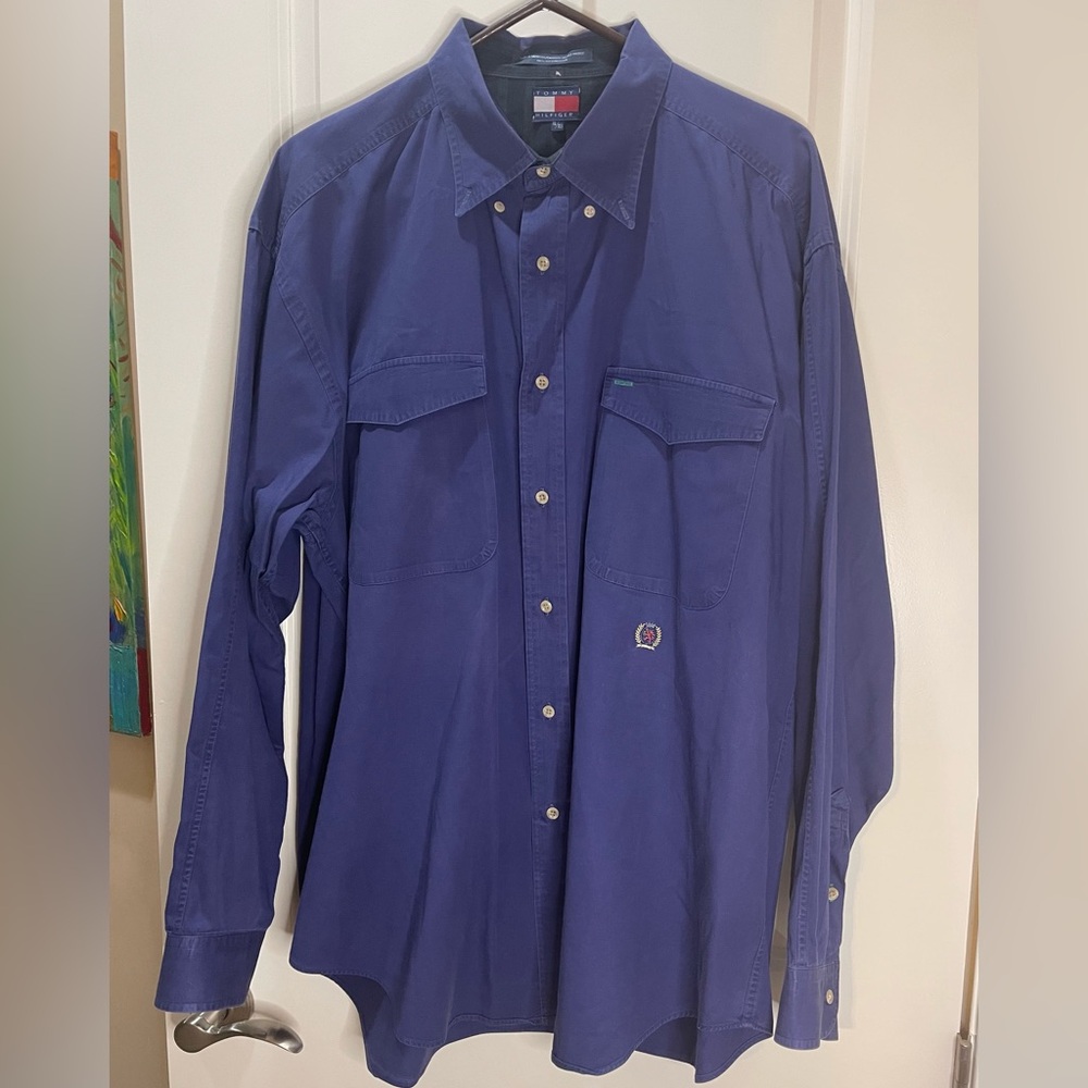 Tommy Hilfiger Blue 100% Cotton Shirt Size XL